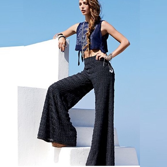Free People Pants - FREE PEOPLE Palazzo PANTS Black 2 Wide Leg Flare